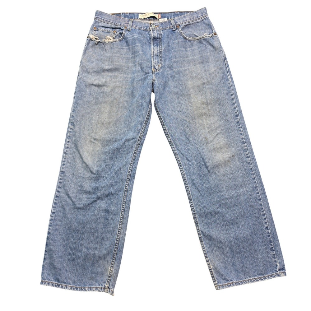 Baggy Skater Distressed Loose Straight Jeans Mens 38x32 Blue Levis 569
